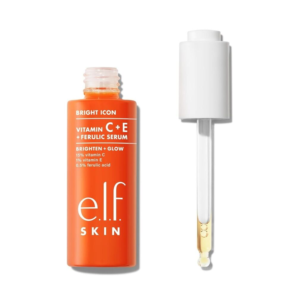 e.l.f. SKIN Bright Vitamin C + E Ferulic Serum Clear Brightening Face 1 oz Vegan